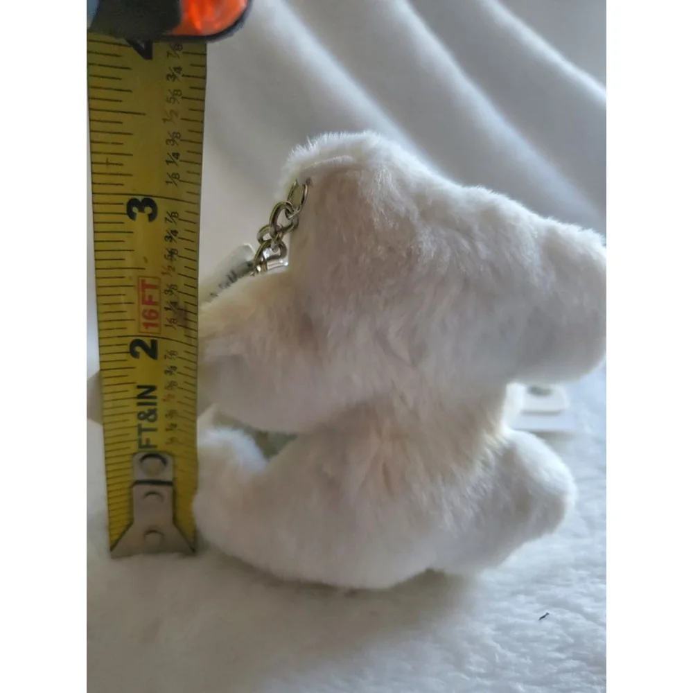 Stuffed Animal White Brown Puppy Keychain or Bag charm